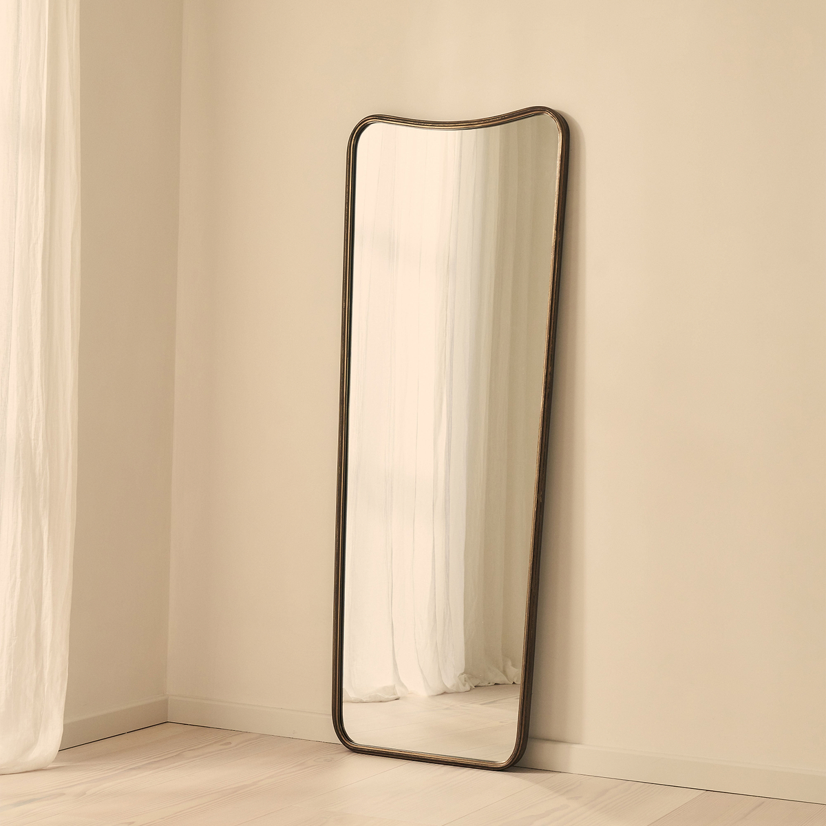 Louis - Antique Bronze Full Length Curved Metal Mirror 160cm x 60cm