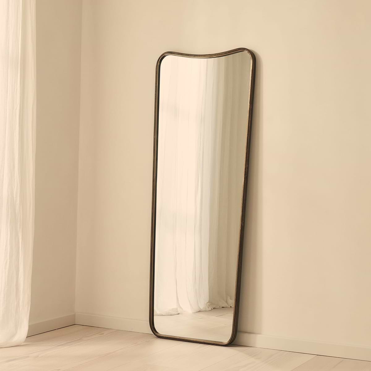 Louis - Antique Bronze Full Length Curved Metal Mirror 160cm x 60cm