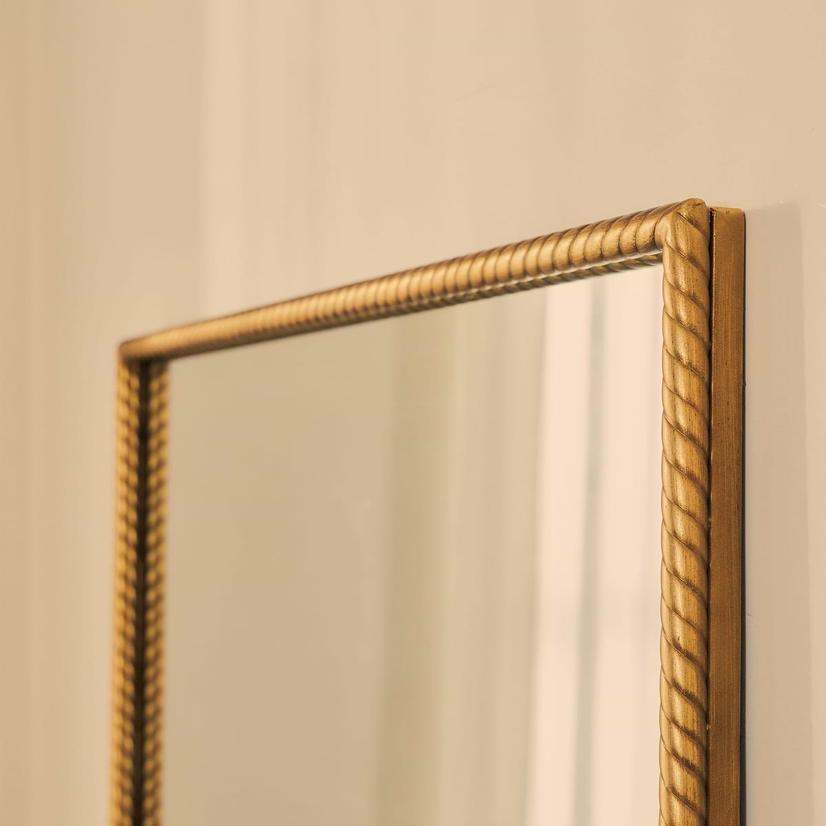 Corra - Gold Full Length Rectangular Rope Twist Mirror 180cm x 90cm