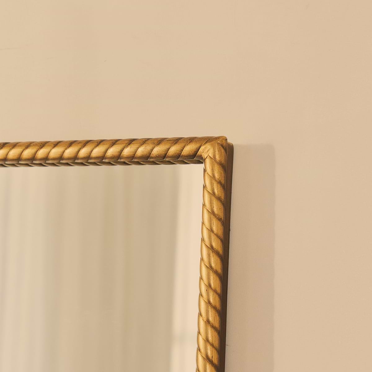 Corra - Gold Full Length Rectangular Rope Twist Mirror 180cm x 90cm