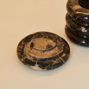 Varella - Dark Emperador Marble Ribbed Decorative Storage Jar