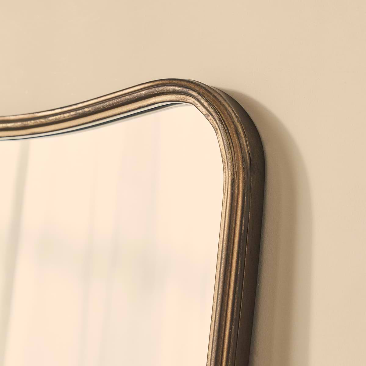 Louis - Antique Bronze Full Length Curved Metal Mirror 160cm x 60cm