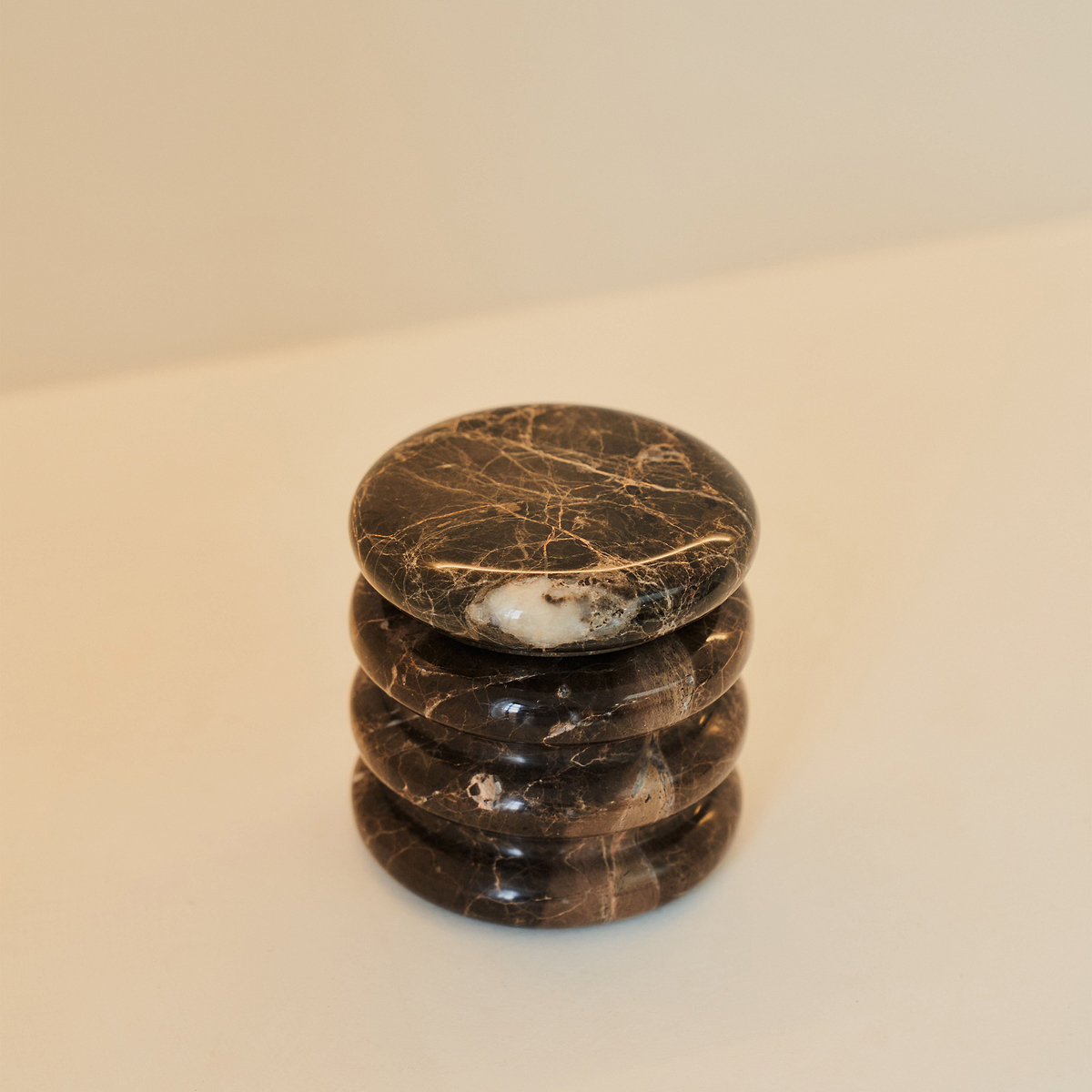 Varella - Dark Emperador Marble Ribbed Decorative Storage Jar