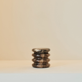 Varella - Dark Emperador Marble Ribbed Decorative Storage Jar