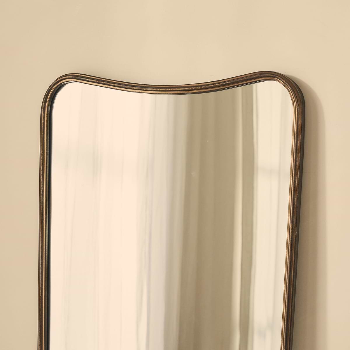 Louis - Antique Bronze Full Length Curved Metal Mirror 160cm x 60cm