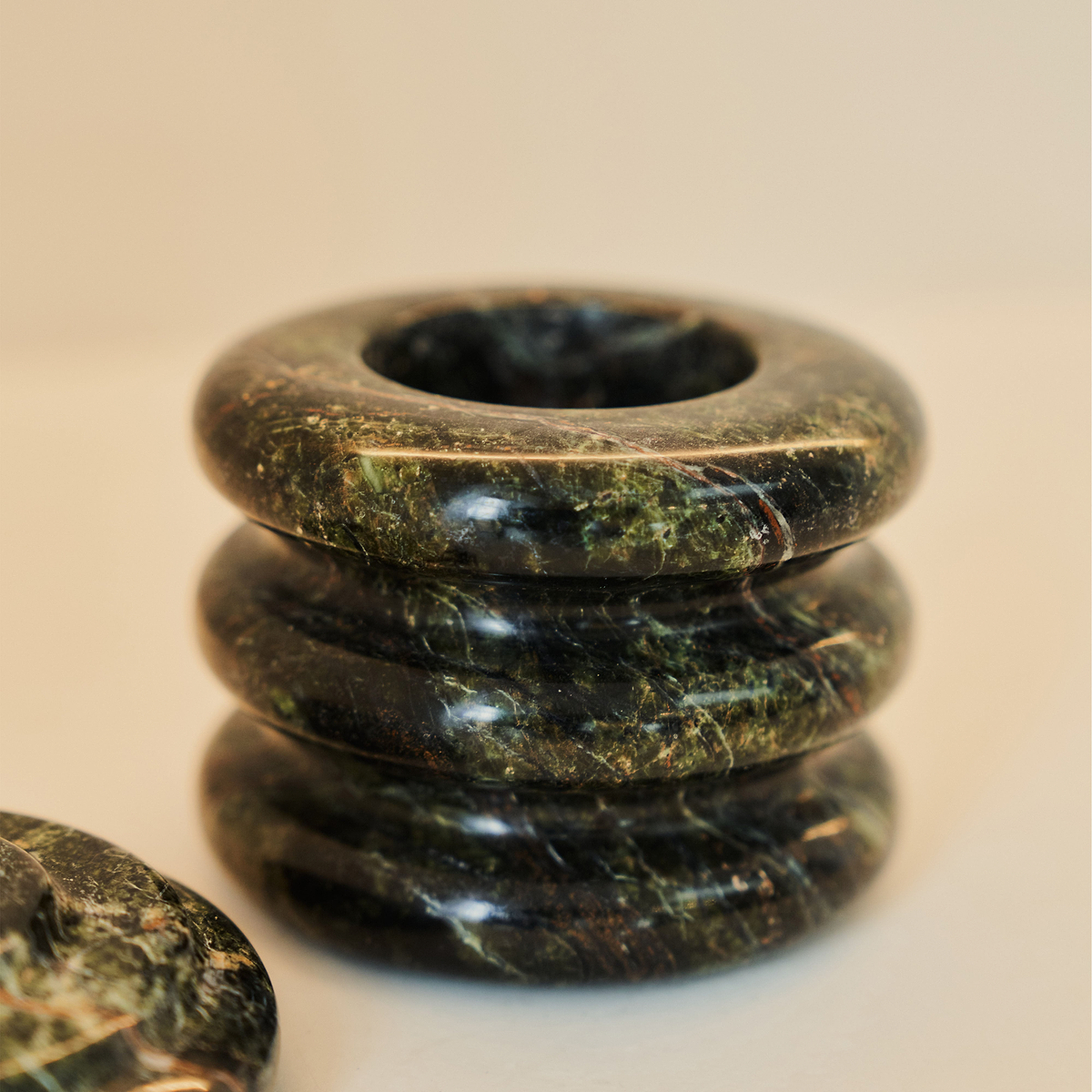 Varella - Green Marble Ribbed Decorative Storage Jar