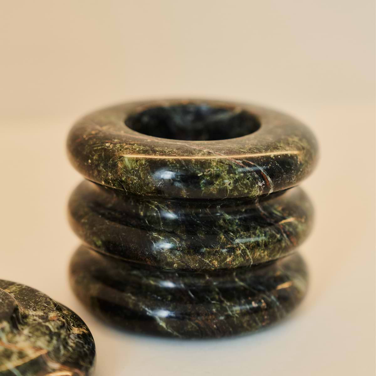 Varella - Green Marble Ribbed Decorative Storage Jar