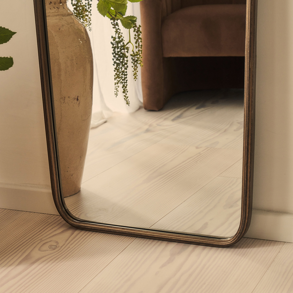 Louis - Antique Bronze Full Length Curved Metal Mirror 160cm x 60cm