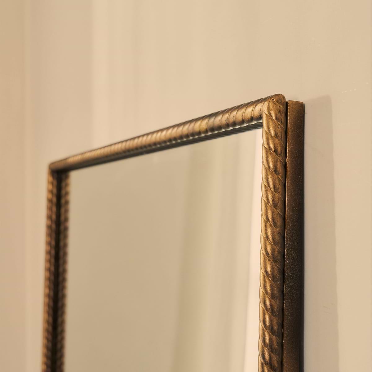 Corra - Antique Bronze Full Length Rectangular Rope Twist Mirror 180cm x 90cm