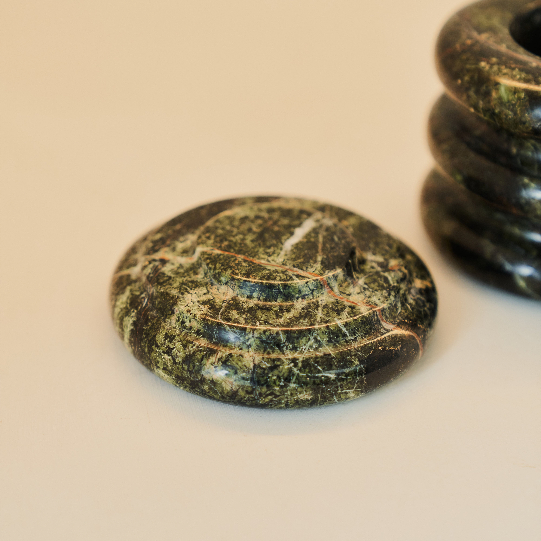 Varella - Green Marble Ribbed Decorative Storage Jar