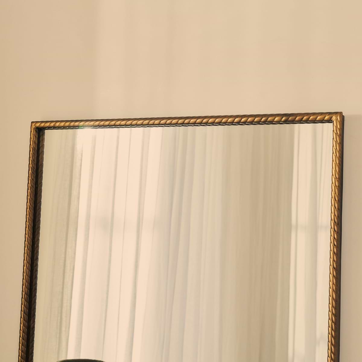 Corra - Antique Bronze Full Length Rectangular Rope Twist Mirror 180cm x 90cm