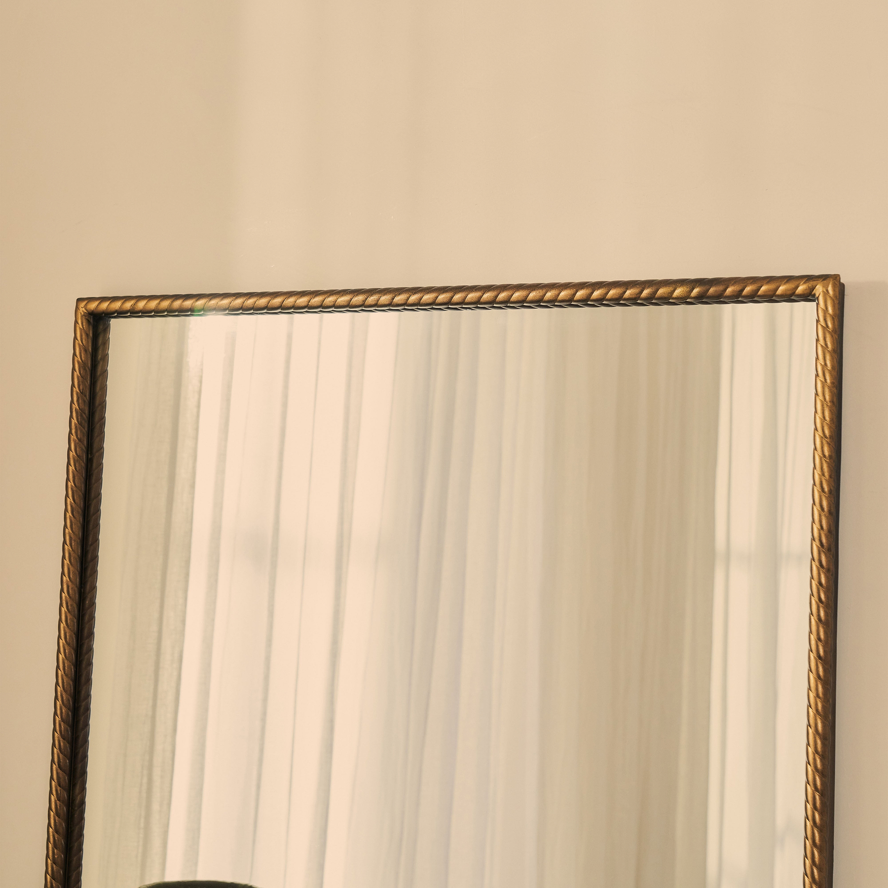 Corra - Antique Bronze Full Length Rectangular Rope Twist Mirror 180cm x 90cm