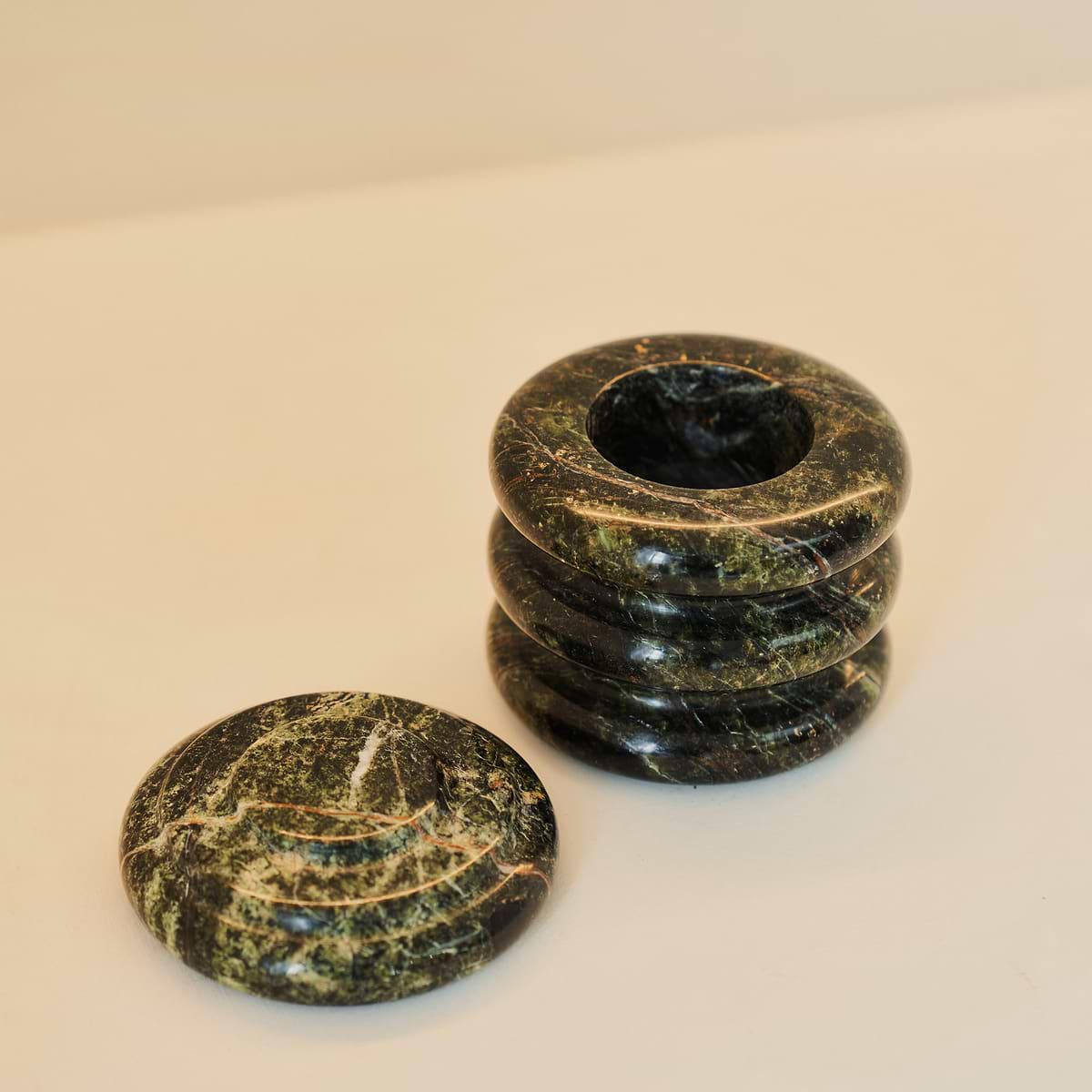 Varella - Green Marble Ribbed Decorative Storage Jar