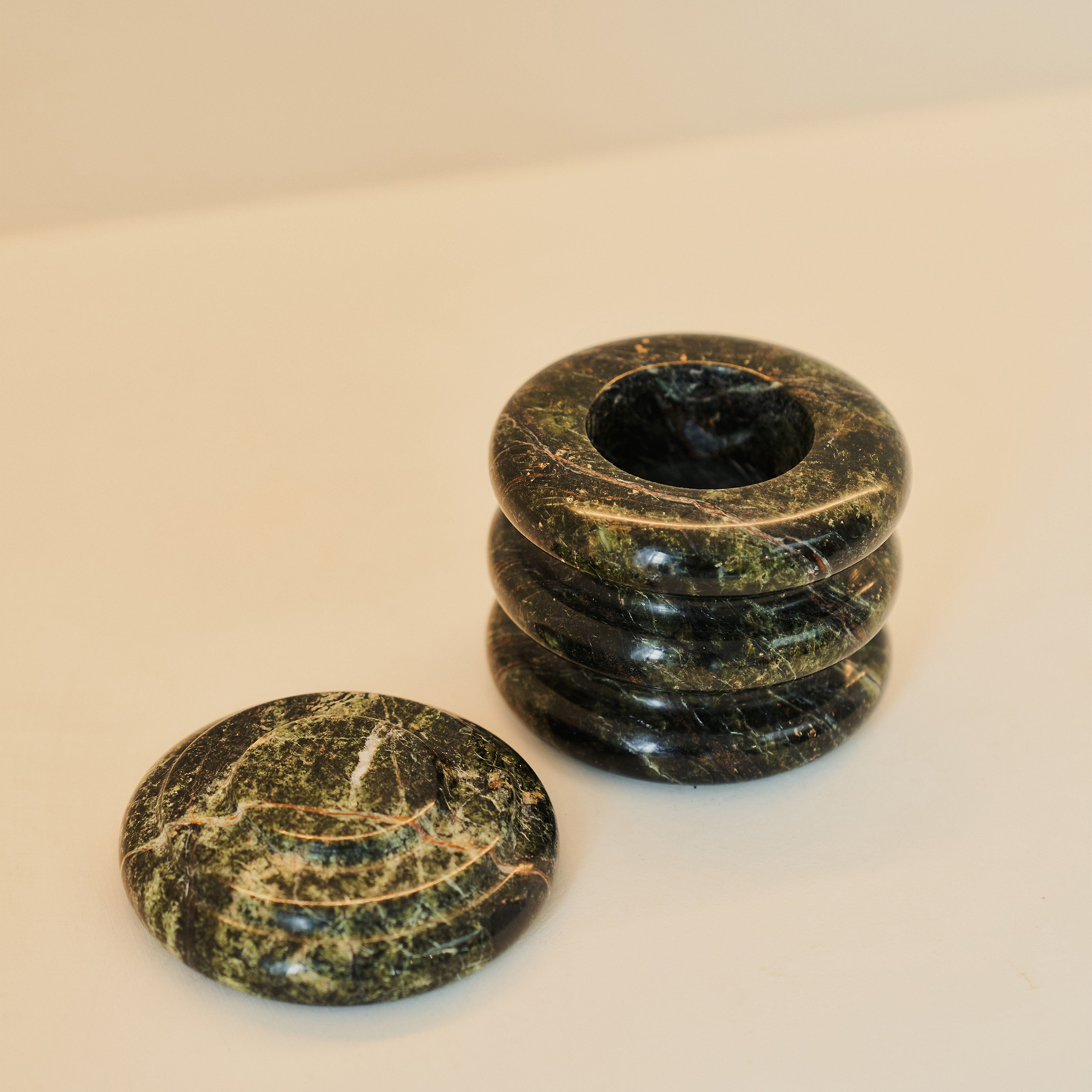 Varella - Green Marble Ribbed Decorative Storage Jar