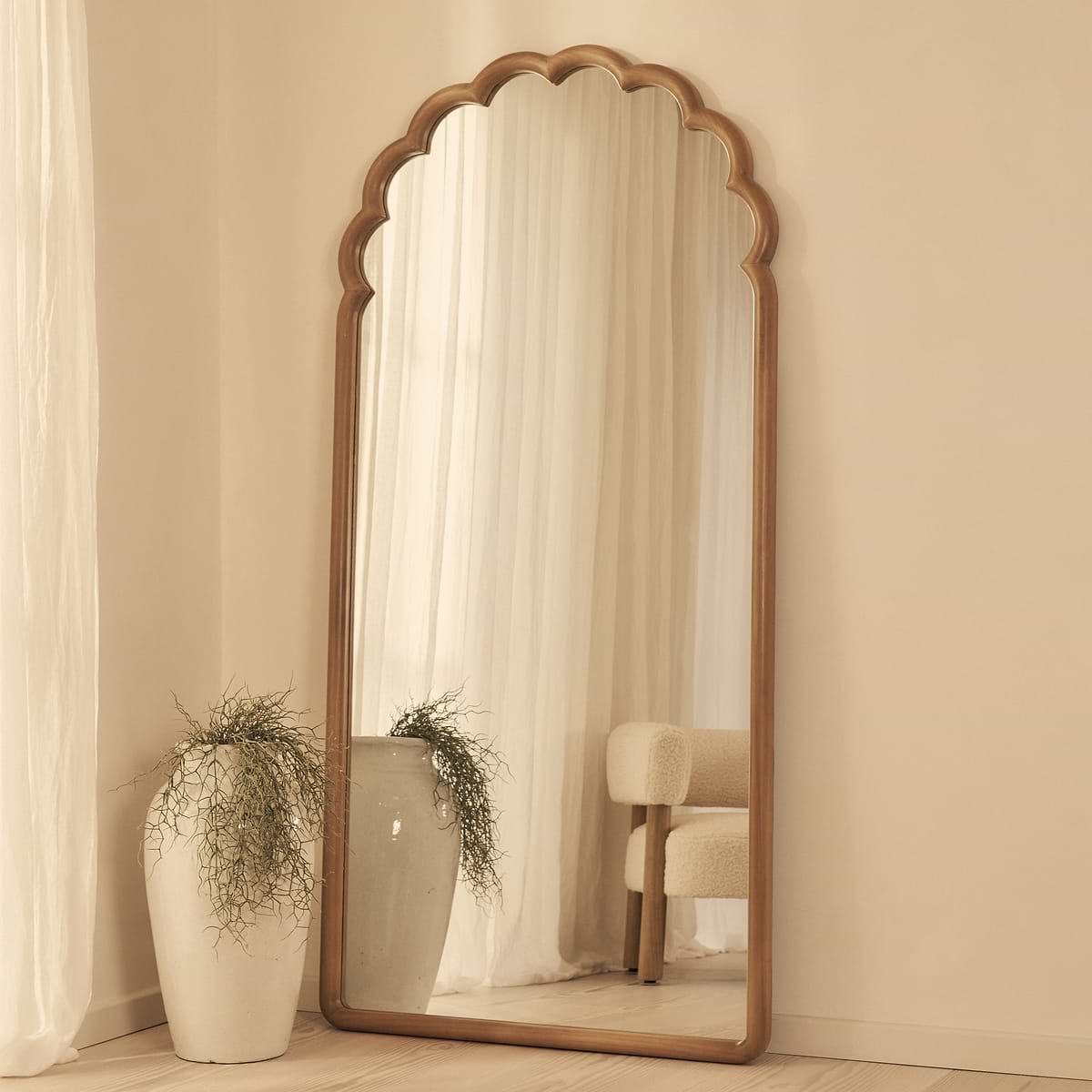 Safi - Full Length Large Arched Warm Wood Mirror 190cm x 90cm