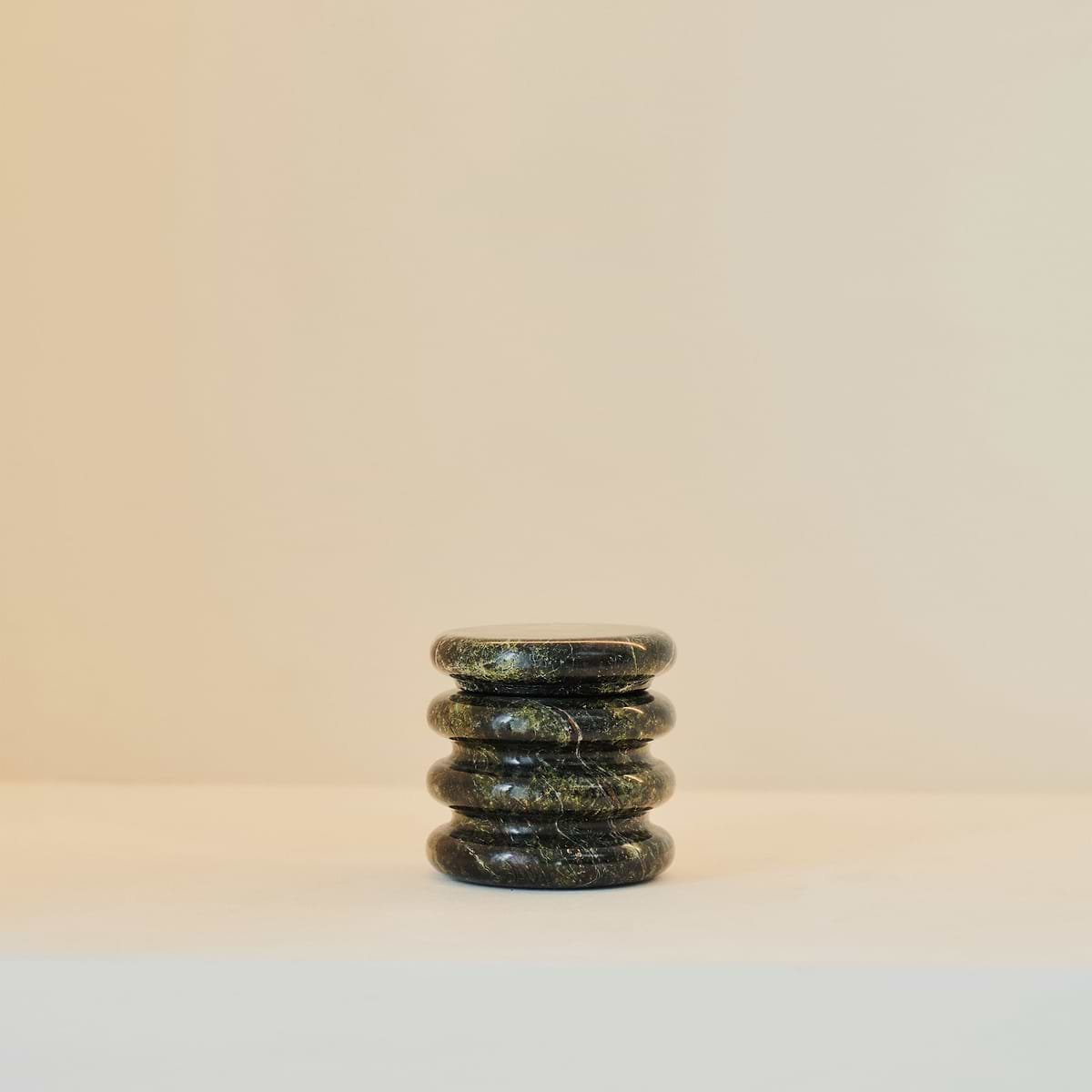 Varella - Green Marble Ribbed Decorative Storage Jar