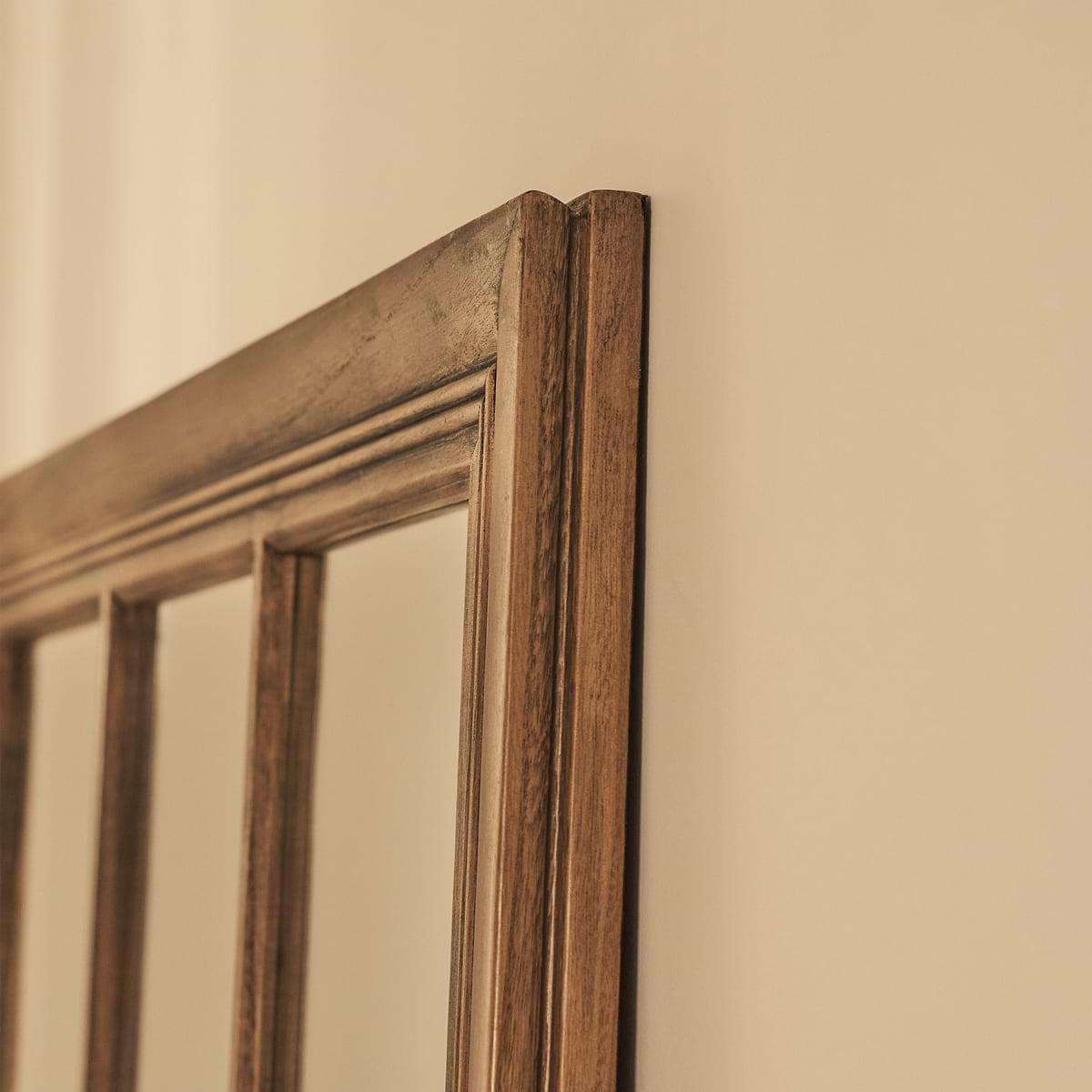 Sasha - Dark Wood Shabby Chic Full Length Window Mirror 180cm x 100cm