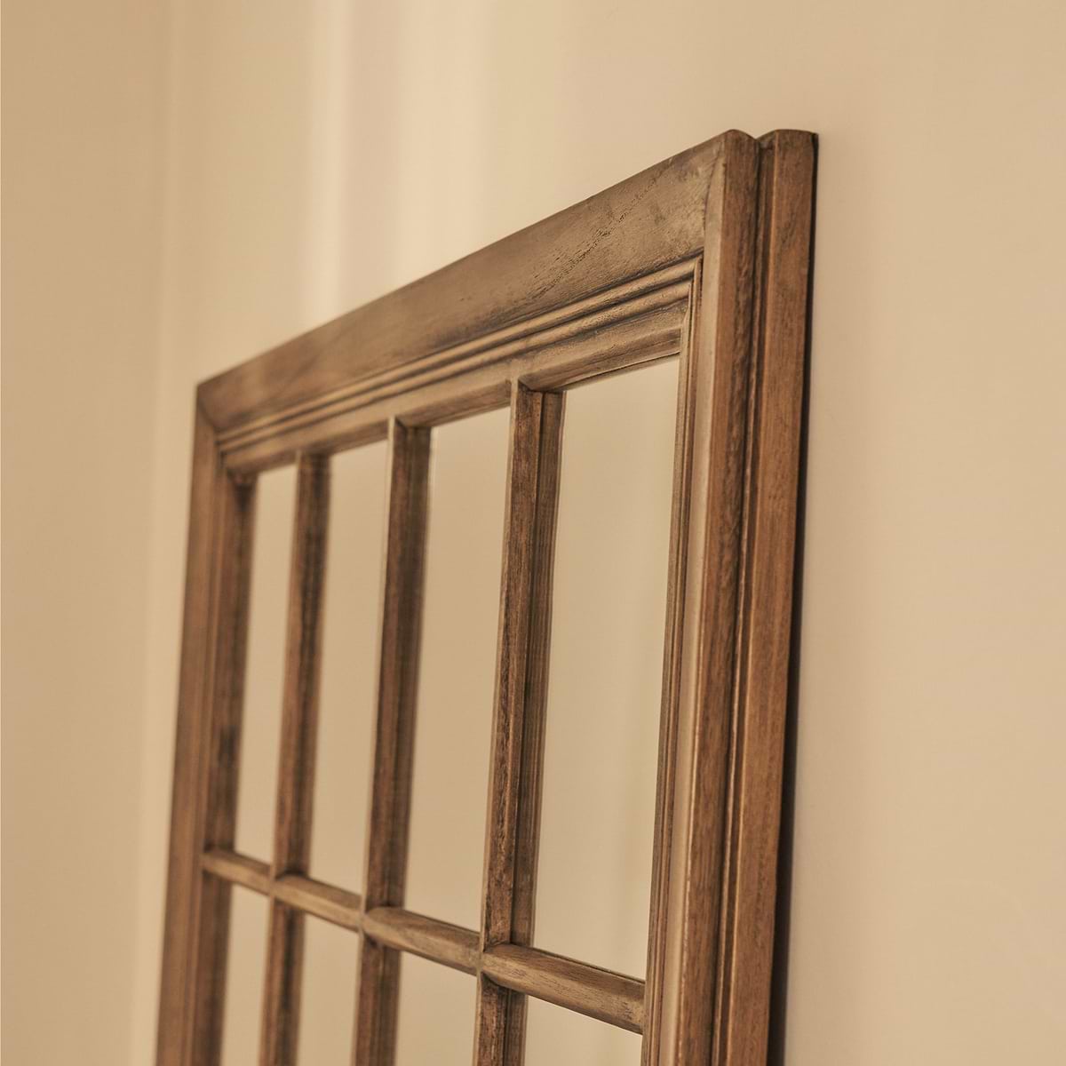 Sasha - Dark Wood Shabby Chic Full Length Window Mirror 180cm x 100cm