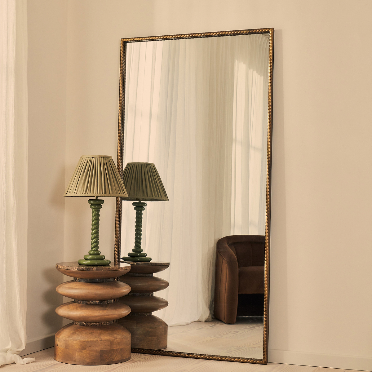 Corra - Antique Bronze Full Length Rectangular Rope Twist Mirror 180cm x 90cm