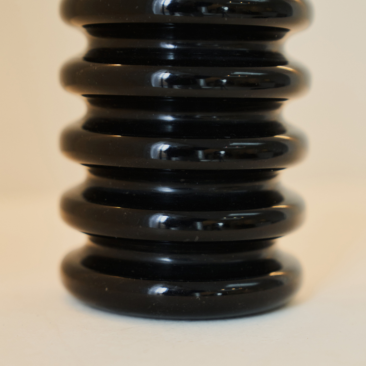 Varella - Black Marble Ribbed Decorative Vase 15cm