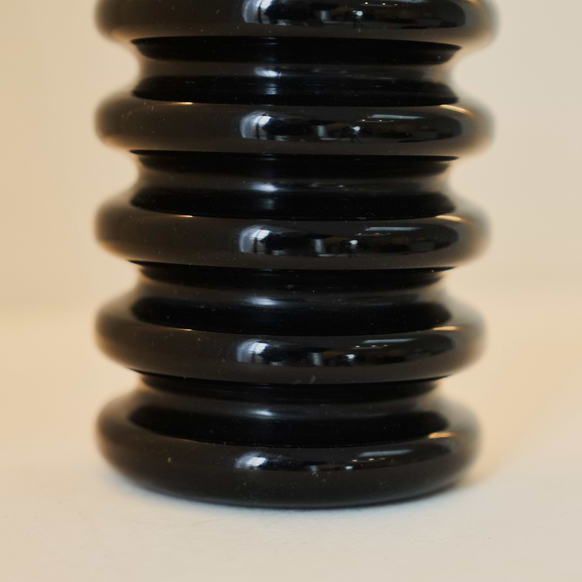 Varella - Black Marble Ribbed Decorative Vase 15cm