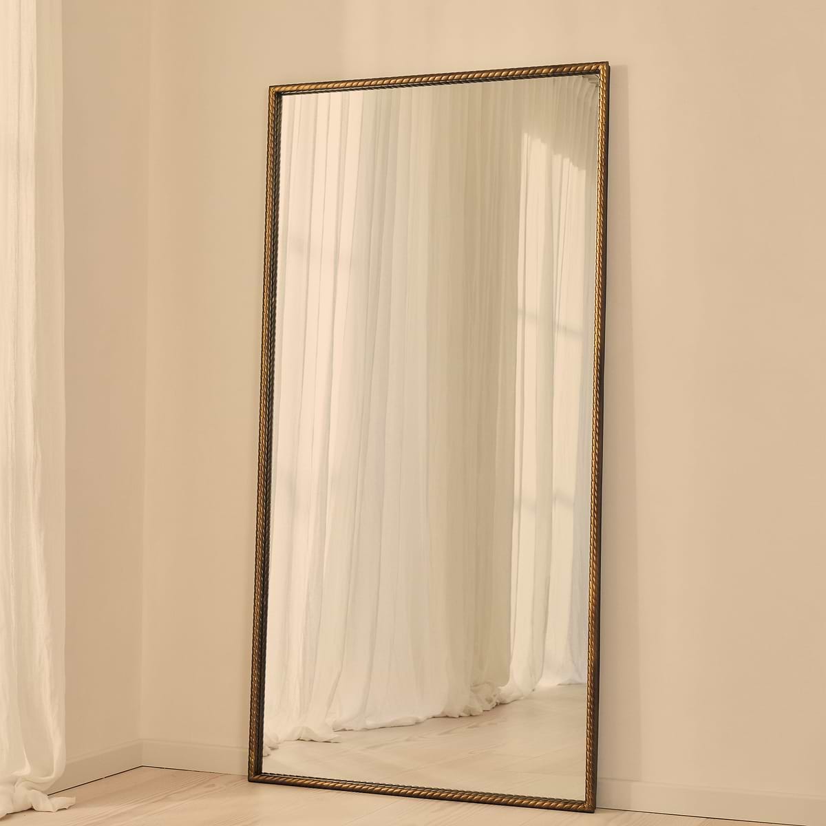 Corra - Antique Bronze Full Length Rectangular Rope Twist Mirror 180cm x 90cm