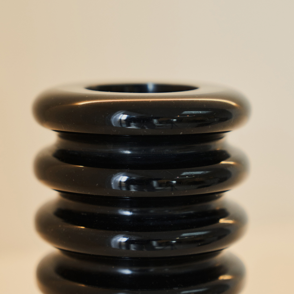 Varella - Black Marble Ribbed Decorative Vase 15cm