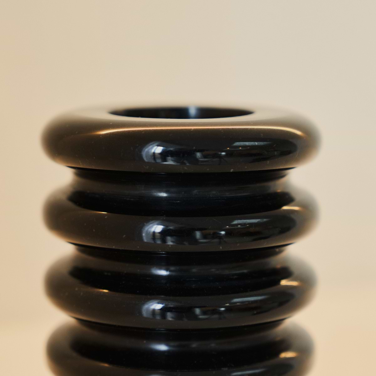 Varella - Black Marble Ribbed Decorative Vase 15cm