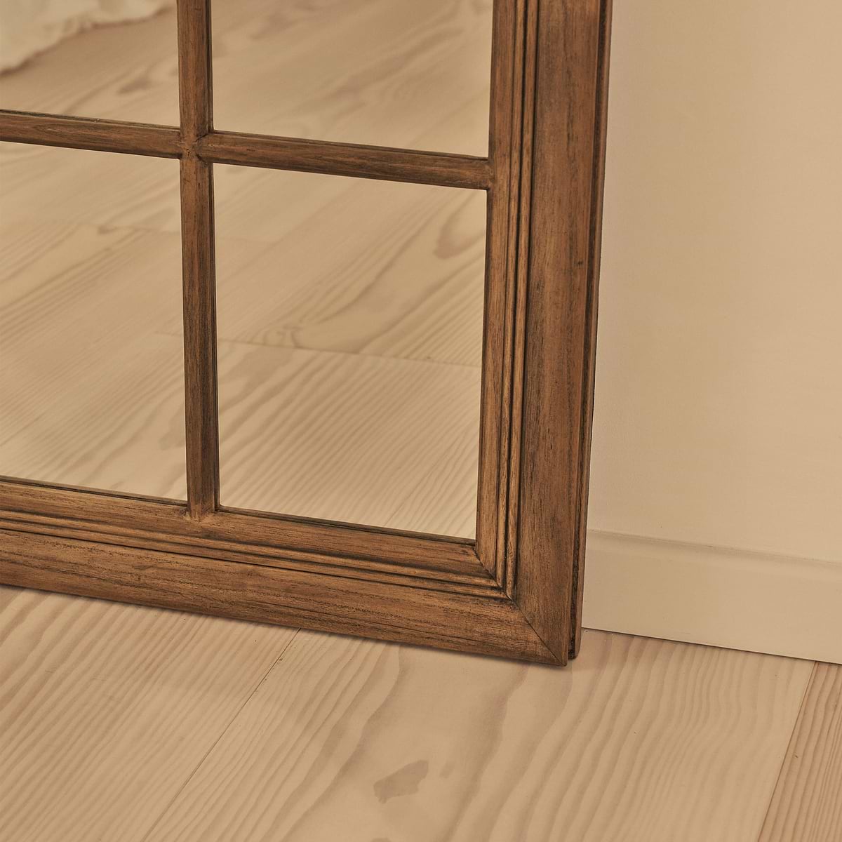 Sasha - Dark Wood Shabby Chic Full Length Window Mirror 180cm x 100cm