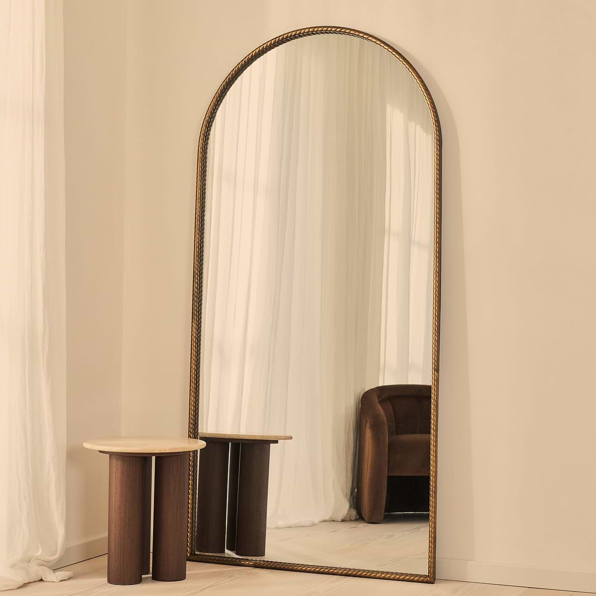 Corra - Antique Bronze Full Length Arched Rope Twist Mirror 190cm x 90cm