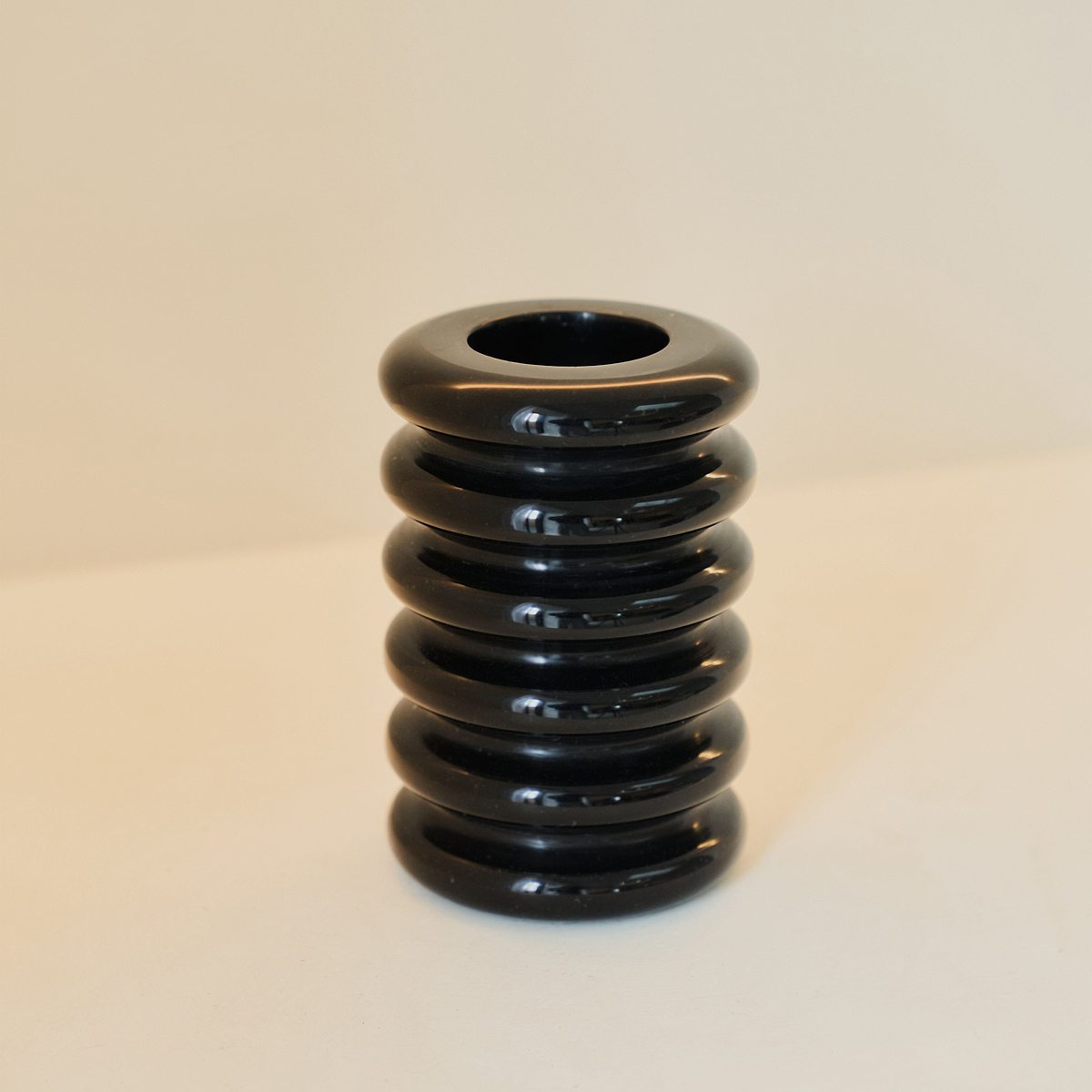 Varella - Black Marble Ribbed Decorative Vase 15cm