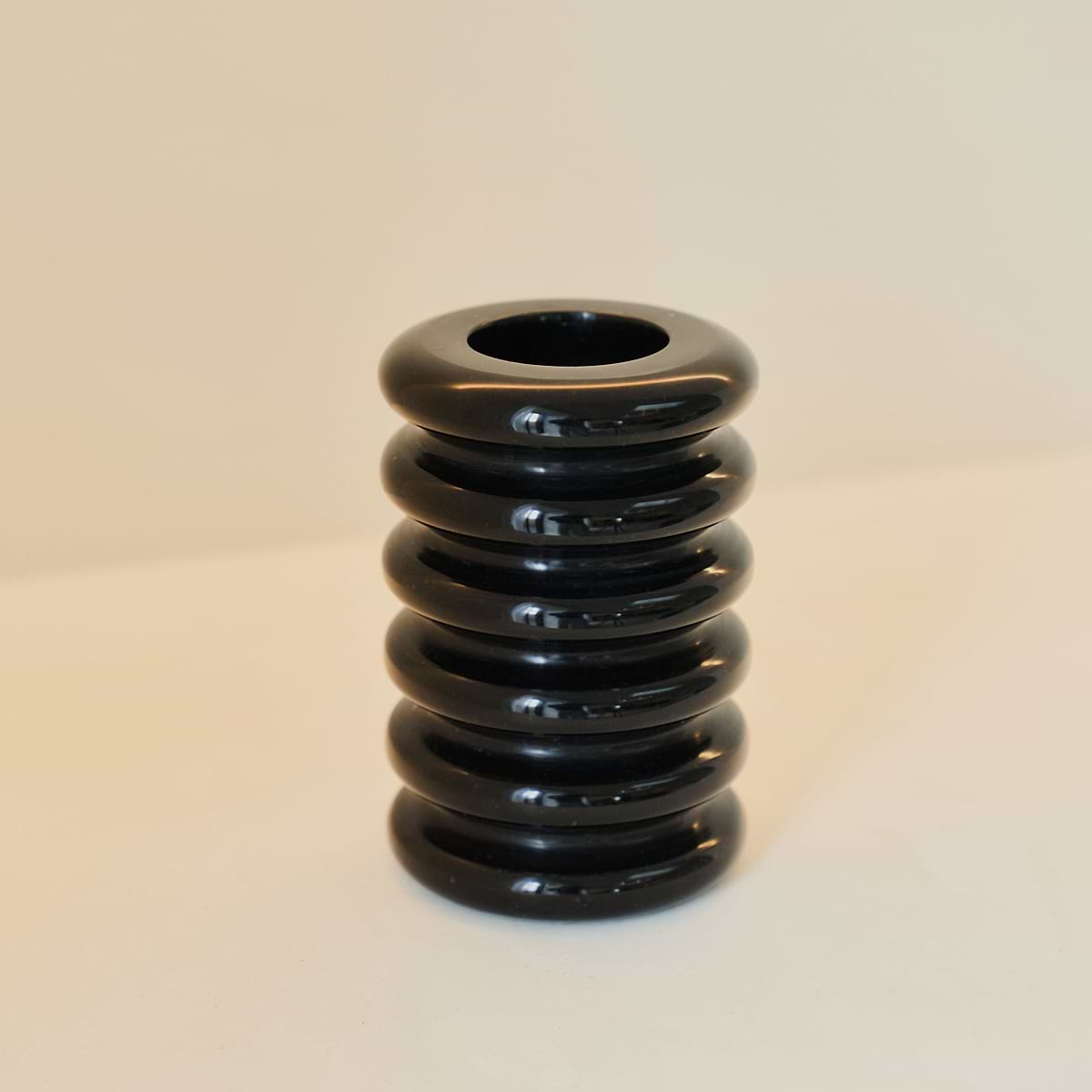 Varella - Black Marble Ribbed Decorative Vase 15cm
