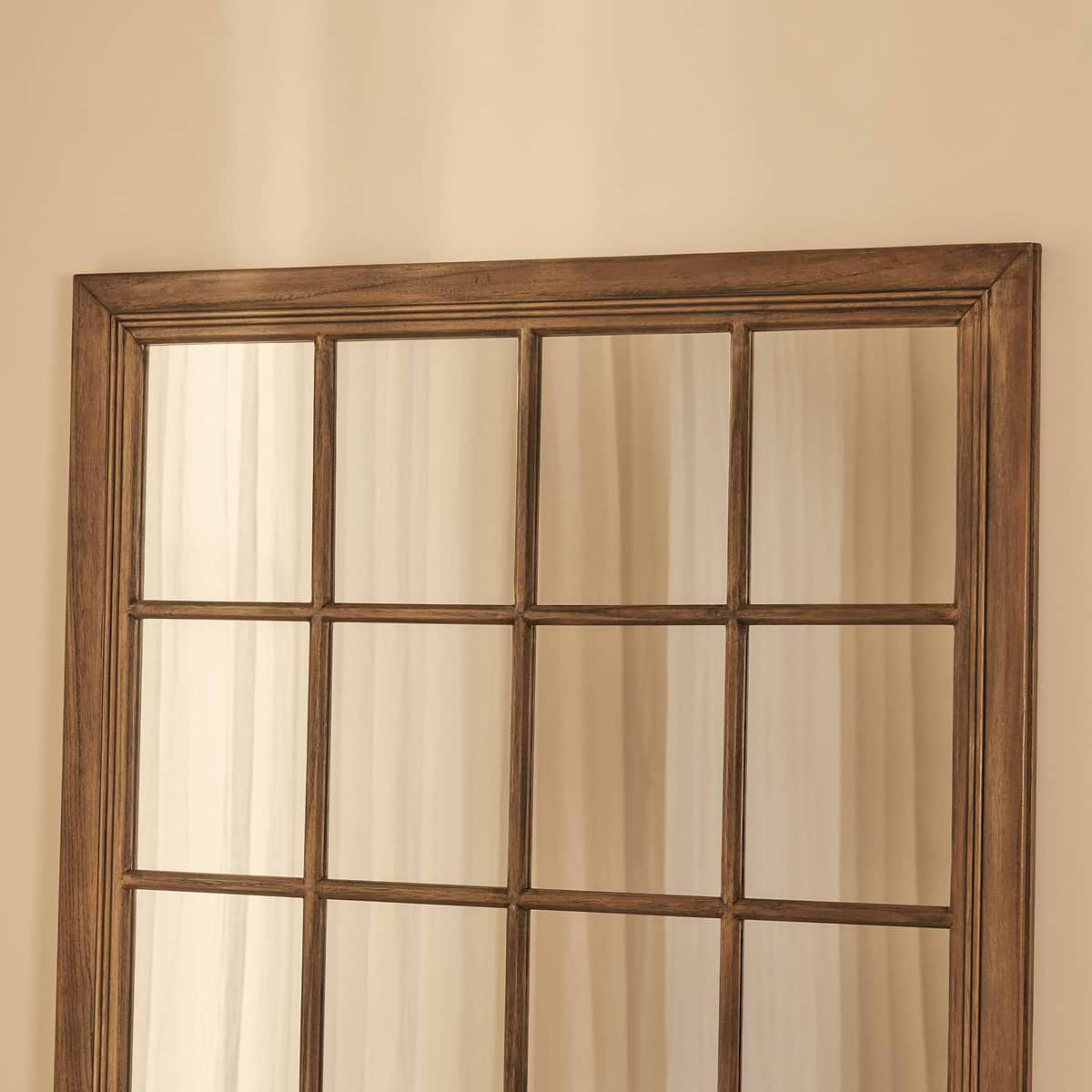 Sasha - Dark Wood Shabby Chic Full Length Window Mirror 180cm x 100cm
