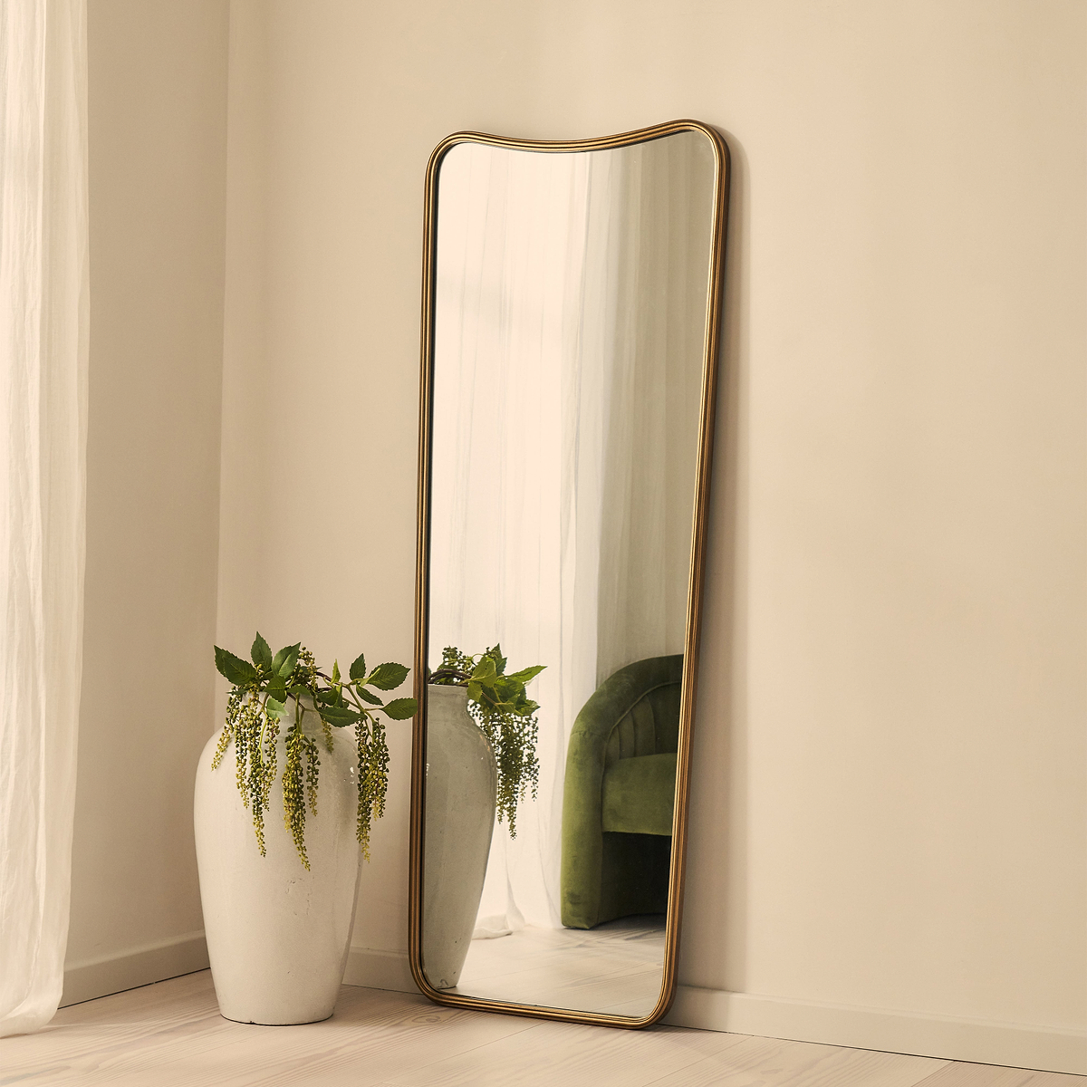 Louis - Gold Full Length Curved Metal Mirror 160cm x 60cm