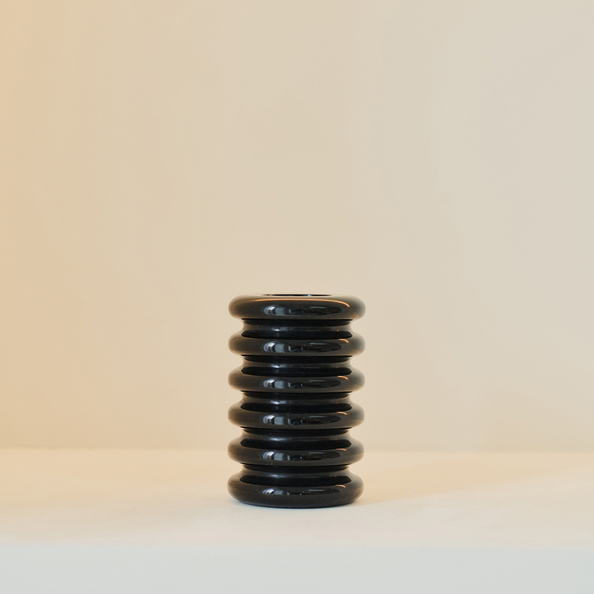 Varella - Black Marble Ribbed Decorative Vase 15cm