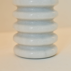 Varella - White Marble Ribbed Decorative Vase 15cm