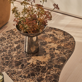 Melrose - Dark Emperador Marble Irregular Dark Wood Premium Coffee Table