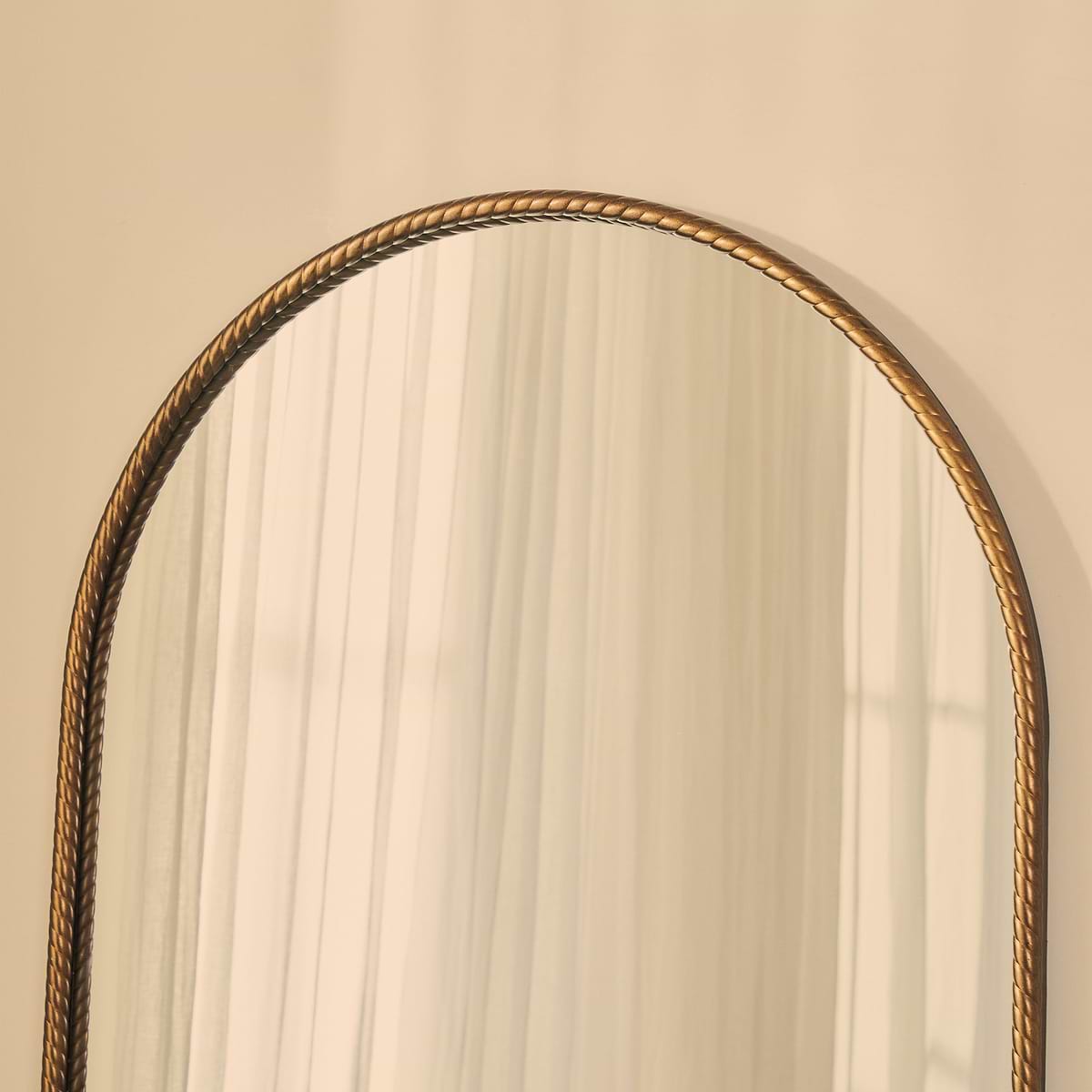 Corra - Antique Bronze Full Length Arched Rope Twist Mirror 190cm x 90cm