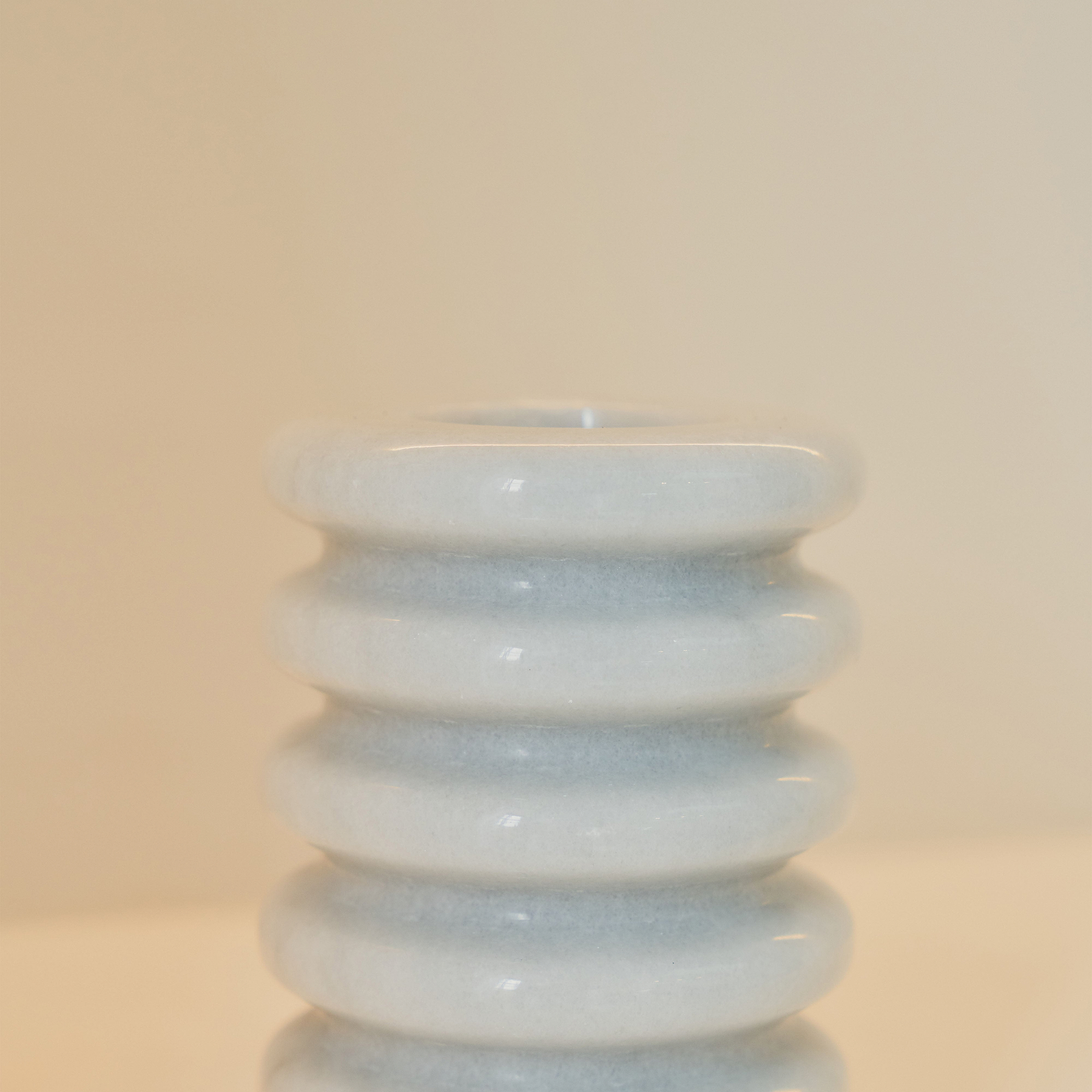 Varella - White Marble Ribbed Decorative Vase 15cm