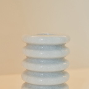 Varella - White Marble Ribbed Decorative Vase 15cm