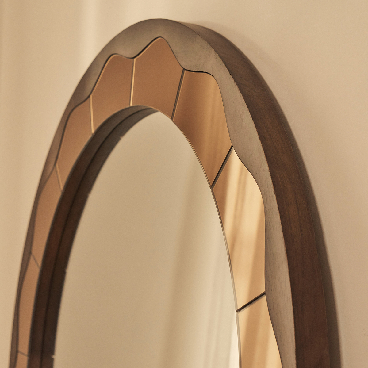 Mirella - Full Length Dark Wood Arched Wooden Mirror 182cm x 105cm