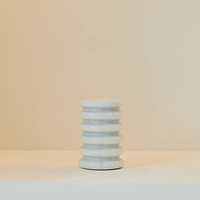 Varella - White Marble Ribbed Decorative Vase 15cm