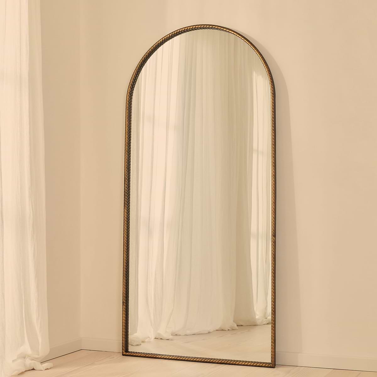 Corra - Antique Bronze Full Length Arched Rope Twist Mirror 190cm x 90cm