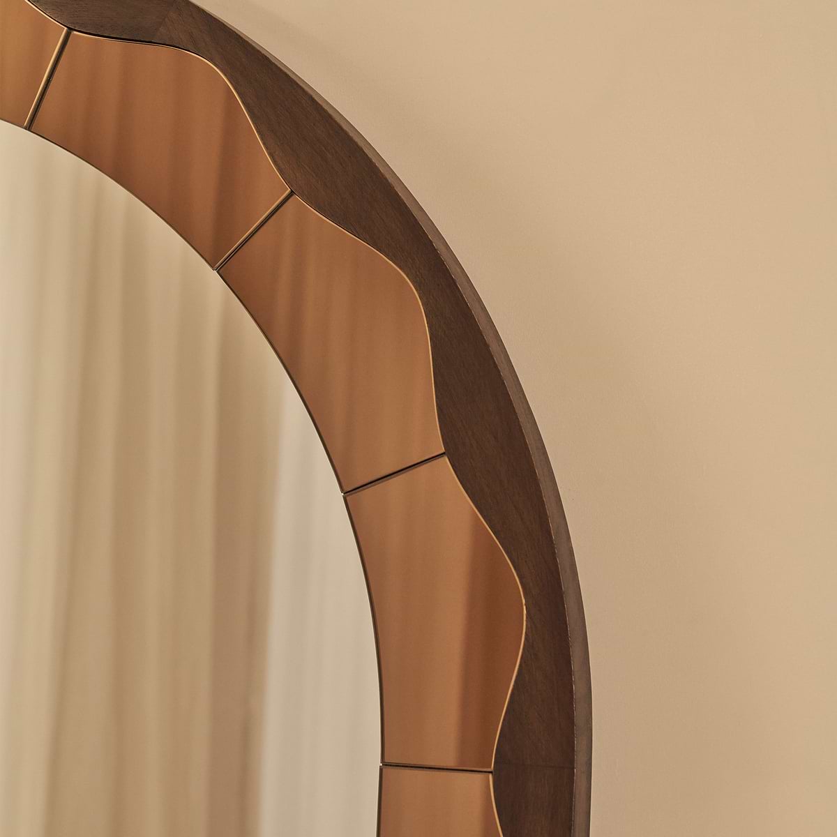 Mirella - Full Length Dark Wood Arched Wooden Mirror 182cm x 105cm