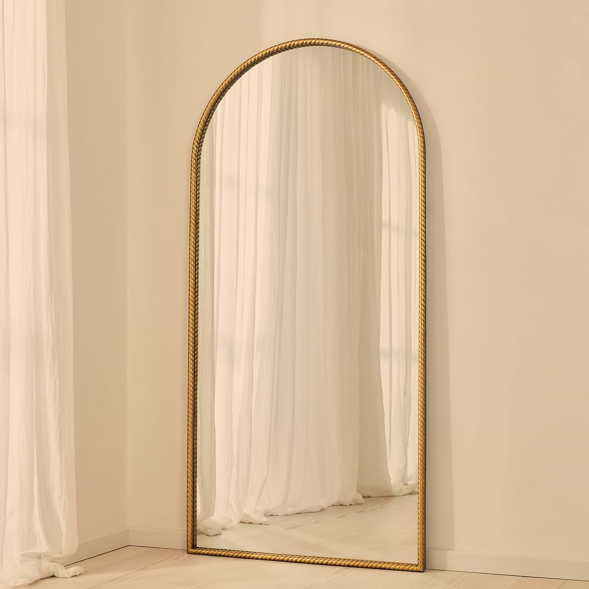 Corra - Gold Full Length Arched Rope Twist Mirror 190cm x 90cm