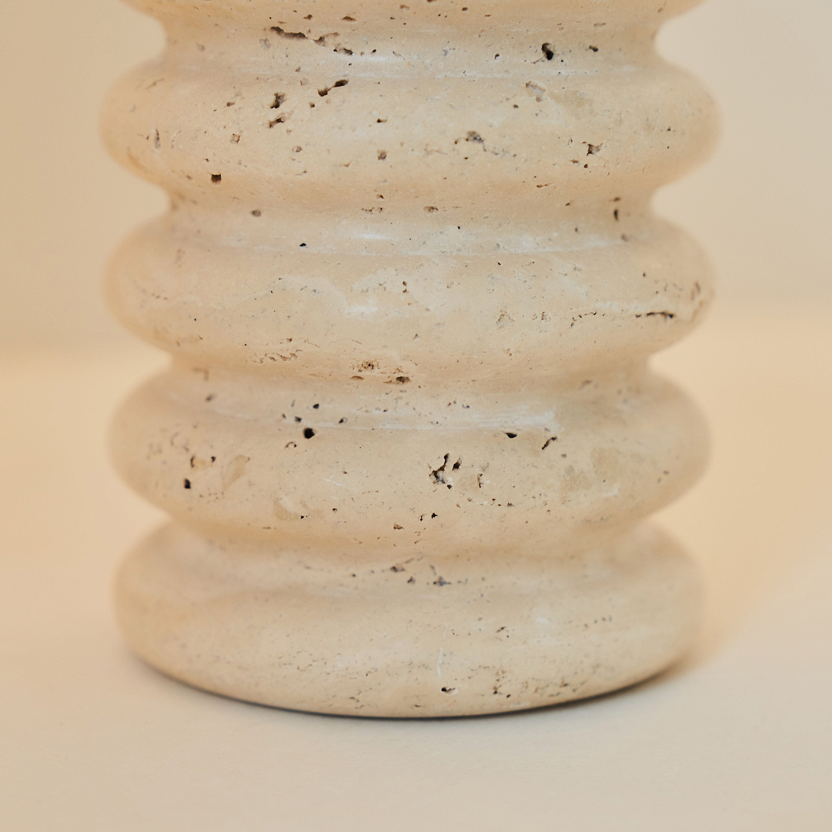 Varella - Cream Travertine Ribbed Decorative Vase 15cm