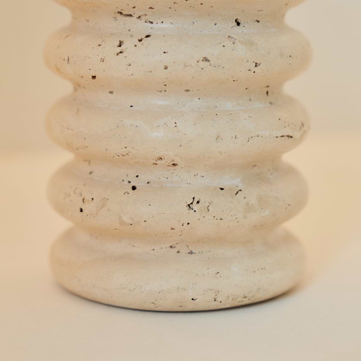 Varella - Cream Travertine Ribbed Decorative Vase 15cm