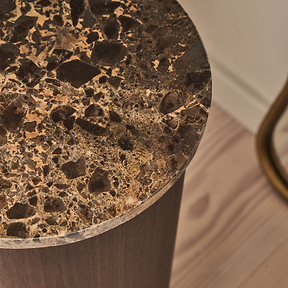 Madison - Dark Emperador Round Dark Wood Plinth