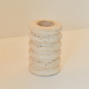 Varella - Cream Travertine Ribbed Decorative Vase 15cm