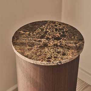 Madison - Dark Emperador Round Dark Wood Plinth